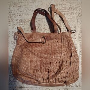Anthropologie Day And Mood Tan Genuine Leather Handbag